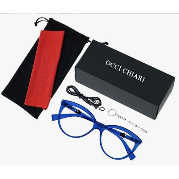 Oversized Women’s Reading Glasses +1.25 Blue Fashion Lightweight Readers - Picture 2 of 7